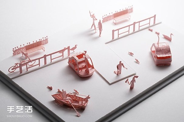 彩色卡纸雕琢成的生活场景 大师级纸模型作品 