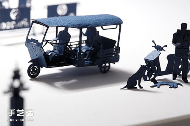彩色卡纸雕琢成的生活场景 大师级纸模型作品 