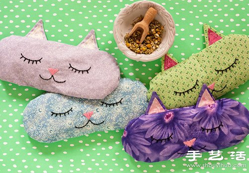 不织布DIY制作安神养心的猫脸香薰枕头 