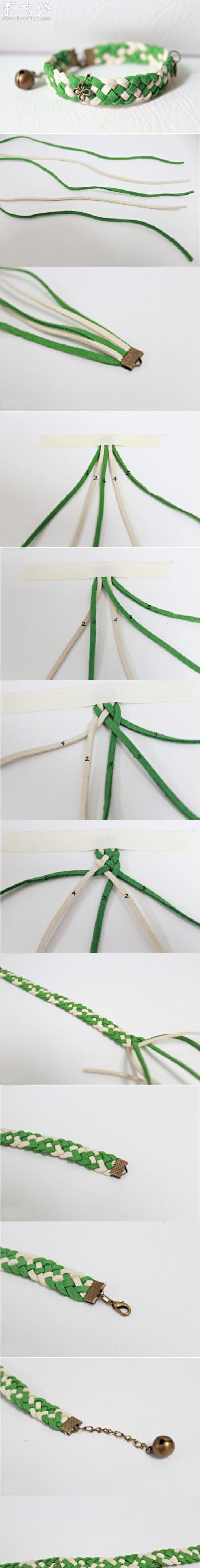 清新绿色手链的编织教程 