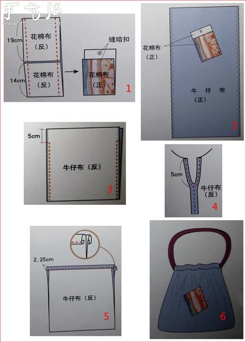 束口牛仔背包制作教程 