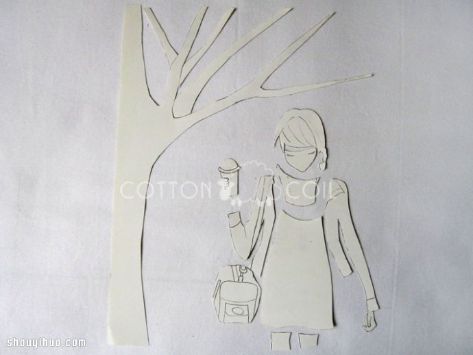 秋意浓漂亮女生拼布画手工制作图解教程 
