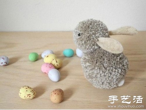毛线+毛毡布 DIY手工制作兔子玩偶 