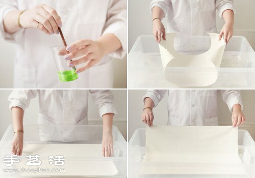 轧染工艺DIY手工制作带大理石纹路的丝巾 