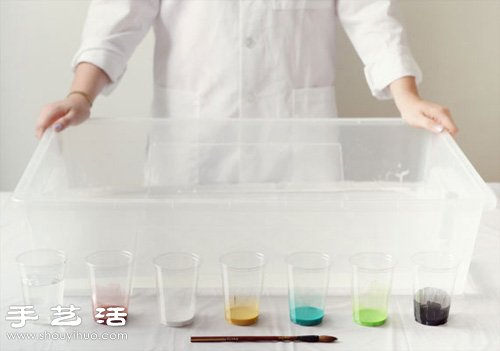 轧染工艺DIY手工制作带大理石纹路的丝巾 