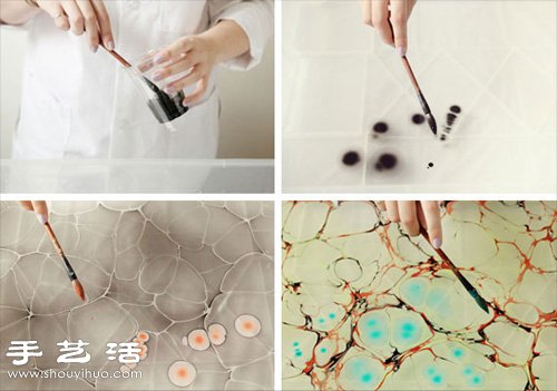 轧染工艺DIY手工制作带大理石纹路的丝巾 