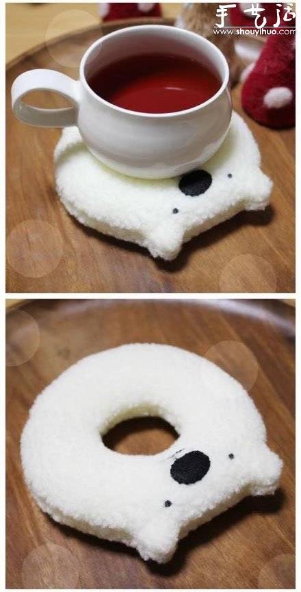 日本hokkori甜甜圈布艺杯垫 