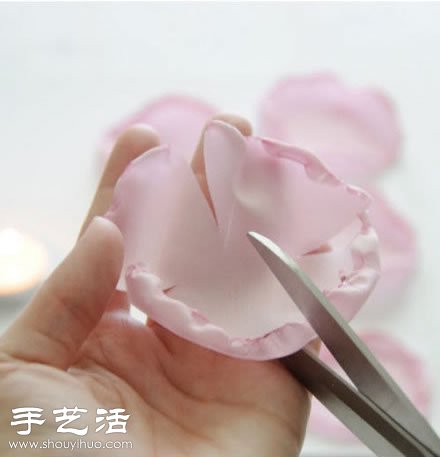 雪纺布+毛线 手工制作布艺牡丹花 
