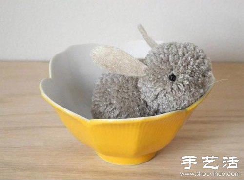 毛线+毛毡布 DIY手工制作兔子玩偶 
