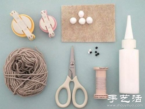 毛线+毛毡布 DIY手工制作兔子玩偶 