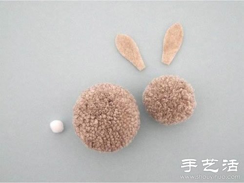 毛线+毛毡布 DIY手工制作兔子玩偶 