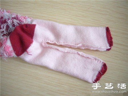 袜子+棉花+纽扣 手工制作兔子娃娃玩偶 