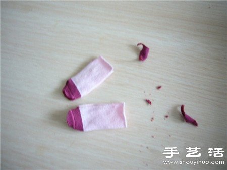 袜子+棉花+纽扣 手工制作兔子娃娃玩偶 