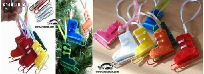 简单不织布溜冰鞋雪橇靴挂件小饰品手工制作 