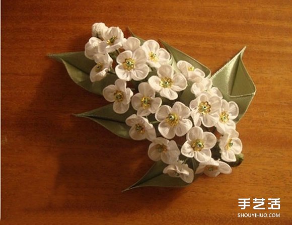 手工布艺梅花发饰DIY 不织布梅花发卡制作 