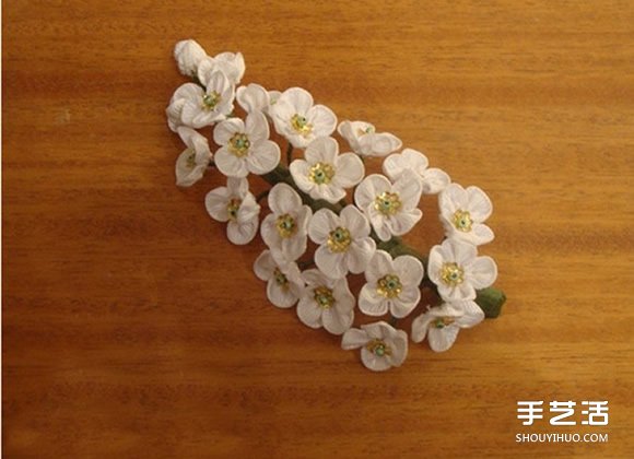 手工布艺梅花发饰DIY 不织布梅花发卡制作 