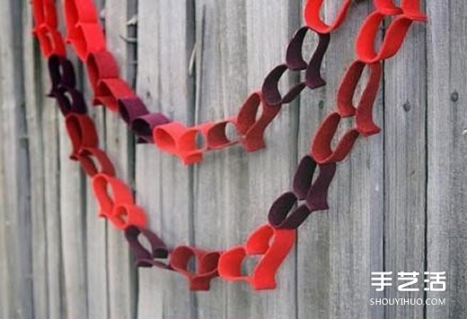 简单节日挂饰布艺制作 爱心组合布艺挂饰DIY 
