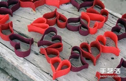 简单节日挂饰布艺制作 爱心组合布艺挂饰DIY 