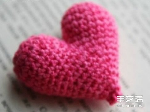 钩针爱心图解教程 立体爱心钩针制作步骤图 