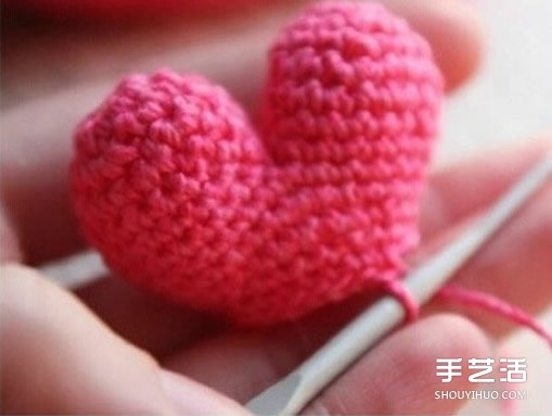 钩针爱心图解教程 立体爱心钩针制作步骤图 