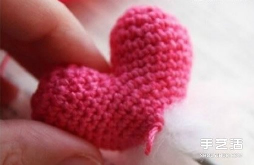 钩针爱心图解教程 立体爱心钩针制作步骤图 