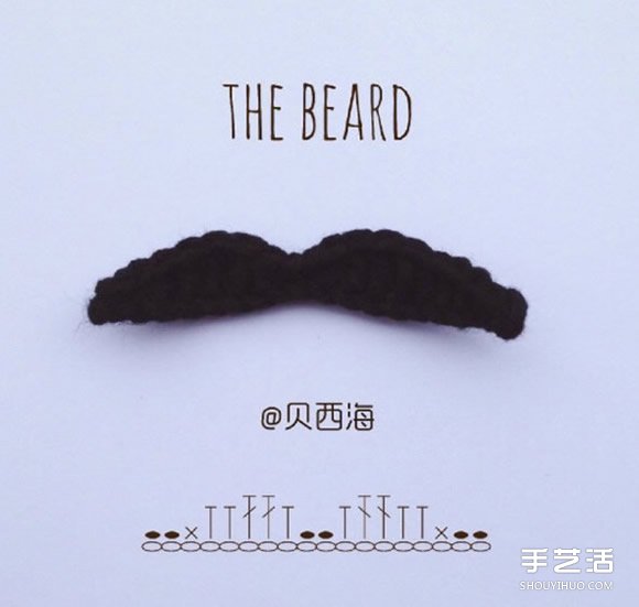 钩针编织胡子和嘴唇的图纸 有点搞怪的感觉 