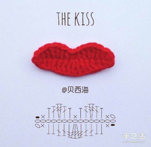 钩针编织胡子和嘴唇的图纸 有点搞怪的感觉 