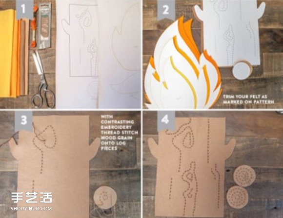 不织布火焰玩具手工制作 布艺火焰的做法图解 
