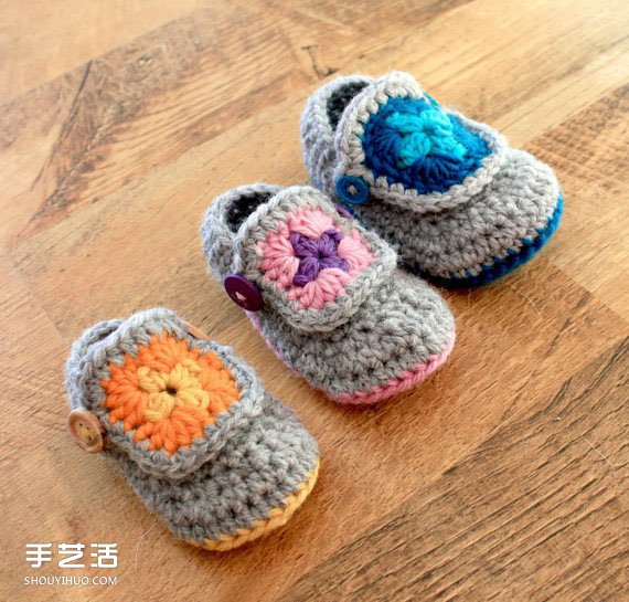 超Q毛线针织婴儿鞋作品 手工宝宝毛线鞋图片 