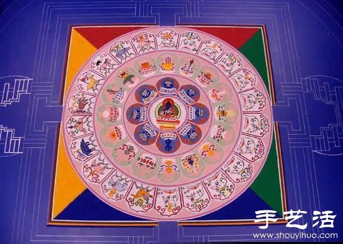 “繁华，不过是一掬细沙” 沙子绘制的佛学图案  